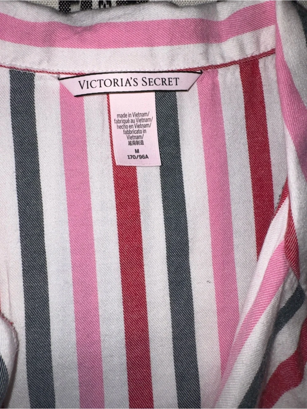Victoria’s Secret Striped Short-Sleeve, Pink, Green & White PJ Set, M